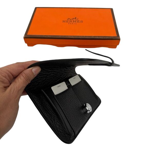 Hermes Paris NWT Authentic Black Leather Dogon Duo Wallet - Picture 4 of 11